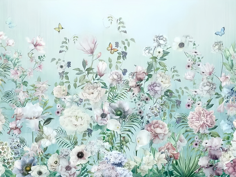 Modern Flowers Wallpaper Mural