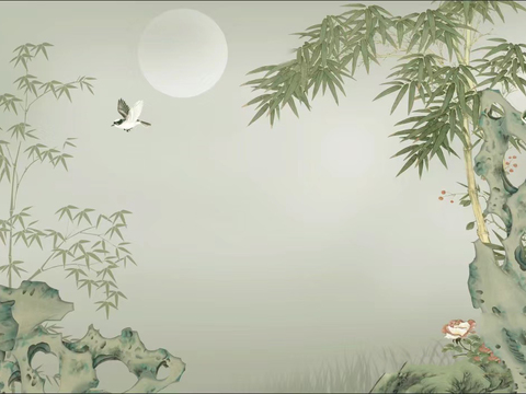 New Chinese-style flowers and birds rockery wallpaper mural