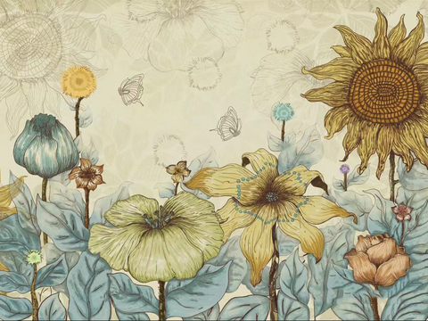 Flowers Sunflower Wallpaper Mural