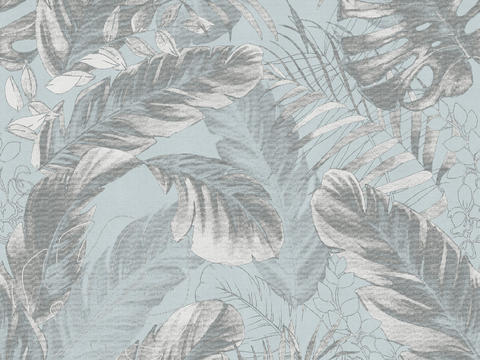 Grey Blue Tropical Plants Wallpaper