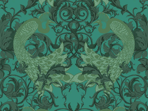 green animal and plant print wallpaper