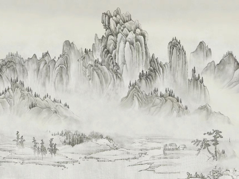 Chinese ink landscape wallpaper mural