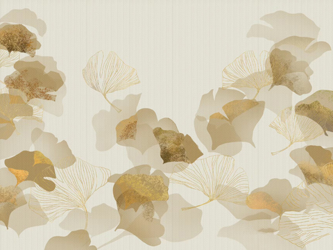 Light Luxury Golden Ginkgo Leaves Wallpaper Mural