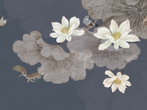 New Chinese Lotus Fresco