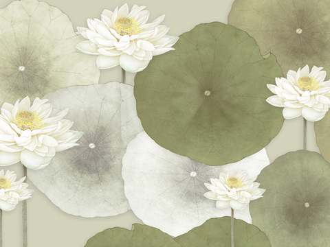 New Chinese Lotus Fresco