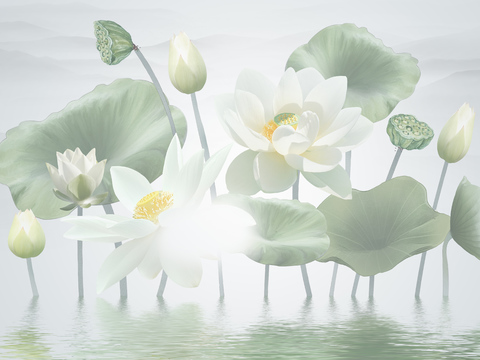 New Chinese Lotus Fresco