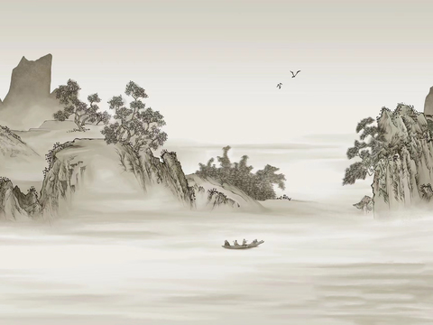 Chinese ink landscape wallpaper mural