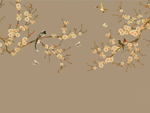 Chinese Style Flower and Bird Wallpaper Mural