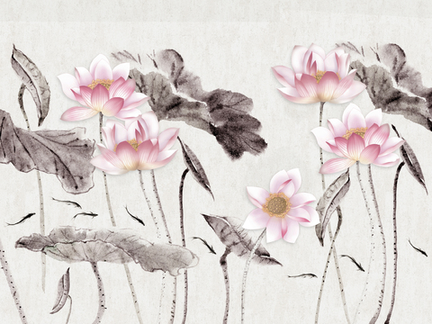 New Chinese Lotus Fresco