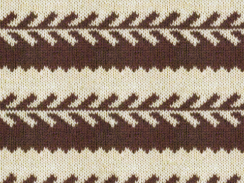 Seamless Brown Wool Jacquard Knit Pattern Cloth Fabric