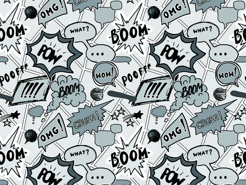 Seamless Black and White Comic Bubble Dialog Wallpaper