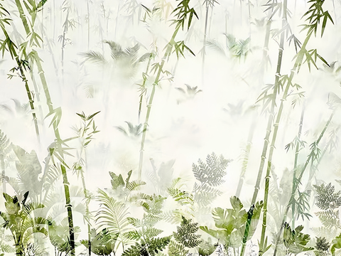 New Chinese Style Plant Leaf Wallpaper Mural