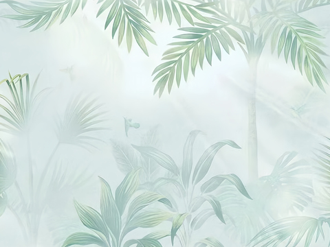 Tropical Plant Leaves Wallpaper Mural