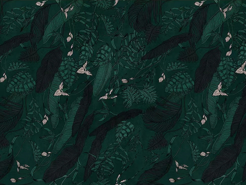 Light luxury dark green leaves wallpaper