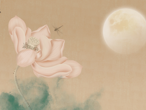 New Chinese Lotus Fresco