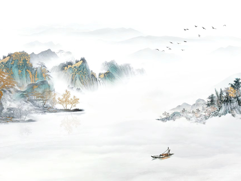 Chinese landscape ink wallpaper