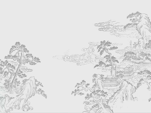 Chinese abstract landscape ink wallpaper mural