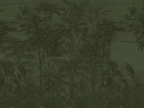 dark green Tropical Plants Wallpaper Mural