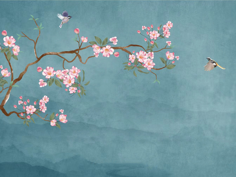 Chinese Style Flower and Bird Wallpaper Mural