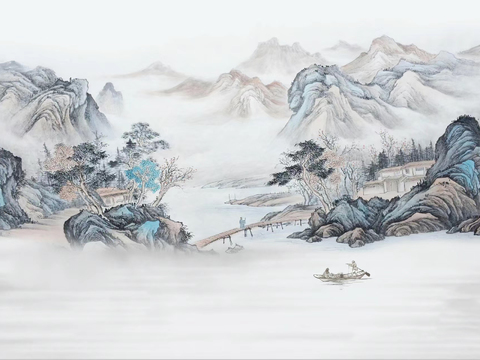 Chinese landscape ink wallpaper mural