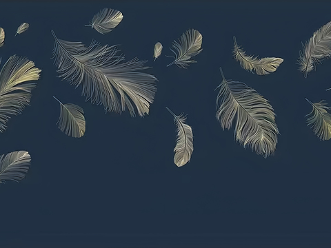 Modern Light Luxury Blue Feather Wallpaper Mural