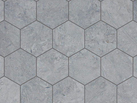 Hexagonal light gray marble