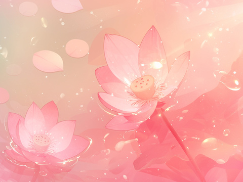 Pink Cartoon Lotus Wallpaper Mural