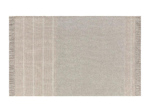 Grey beige fringed carpet