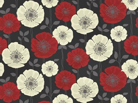 Seamless Red European Pastoral Style Floral Pattern Wallpaper Wall Cloth Wall Cloth