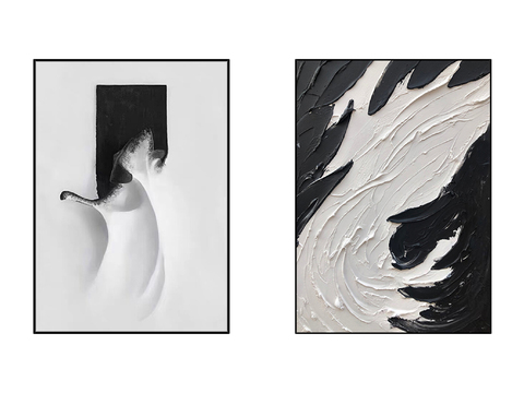 Modern black and white gray abstract decorative painting