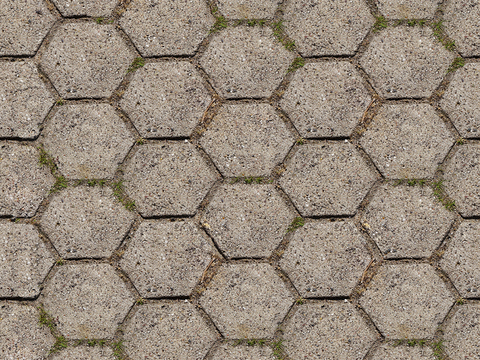 Seamless hexagonal stone parquet floor tile sidewalk road ground square paving