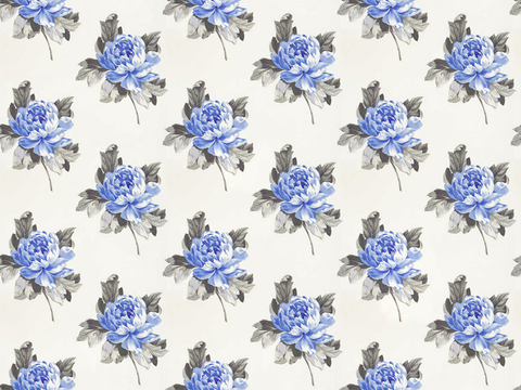 Seamless Blue European Pastoral Style Floral Pattern Wallpaper Wall Cloth Wall Cloth