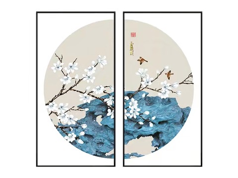 New Chinese-style circular combination decorative painting