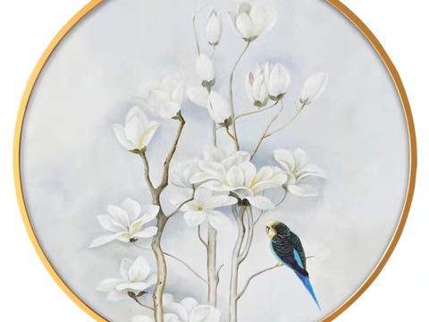 New Chinese Round Flower and Bird Decorative Painting