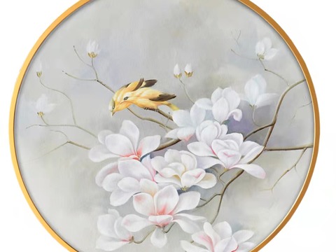 New Chinese Round Flower and Bird Decorative Painting