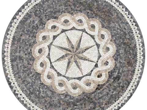 Seamless round stone mosaic mosaic floor tile sidewalk road ground square paving