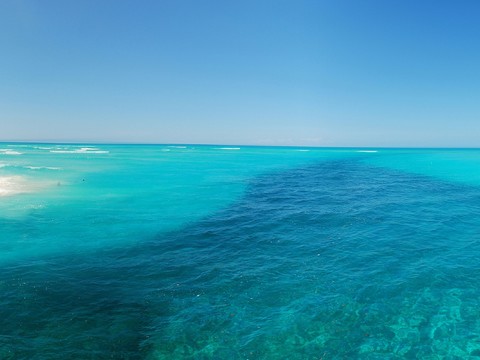 blue sea and blue sky