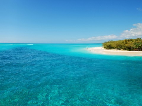 blue sea and blue sky