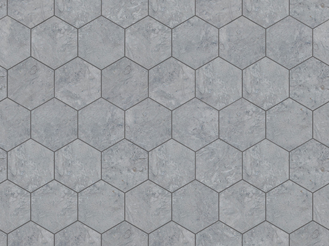 Seamless gray hexagonal stone mosaic floor tile sidewalk road ground square paving