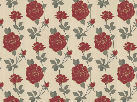 Seamless Red European Pastoral Style Floral Pattern Wallpaper Wall Cloth Wall Cloth