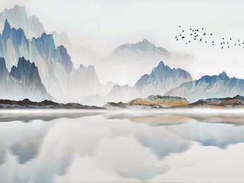 New Chinese Landscape Painting Ink Painting Chinese Painting Decorative Painting Black and White Ink Painting