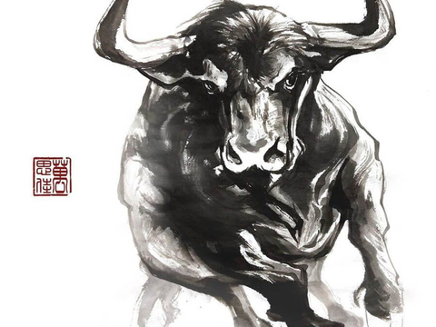 Chinese ink painting cattle