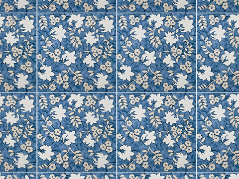 Seamless Retro Pastoral Style Marble Stone Floral Patchwork Pattern Tiles Small Tiles Antique Tiles Floor Tiles Wall Tiles