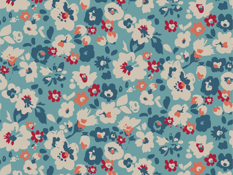 Seamless American French blue small floral wallpaper