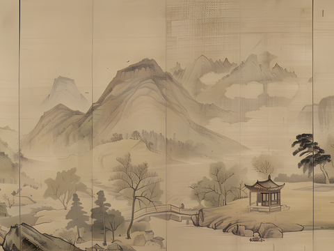 Chinese ink mural