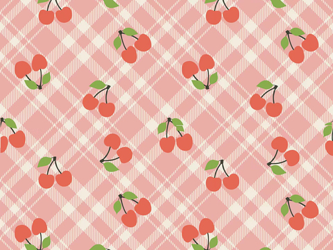 Seamless Pink Cherry Check Cloth