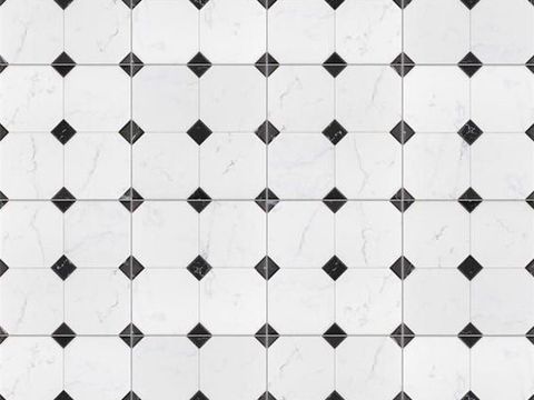 Black and White Marble Parquet Square Triangle Parquet Tile