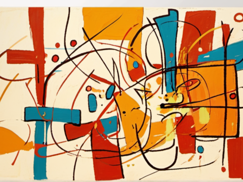 Modern abstract painting simple lines