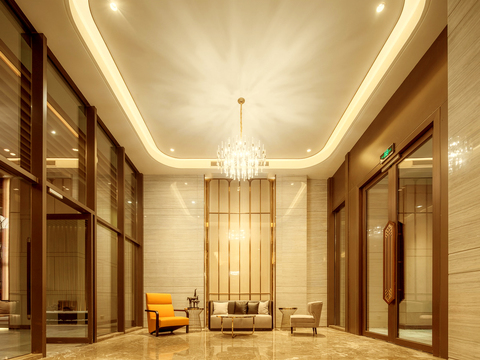 Modern hotel_hotel lobby_modern lobby indoor_office lobby_residential door lobby