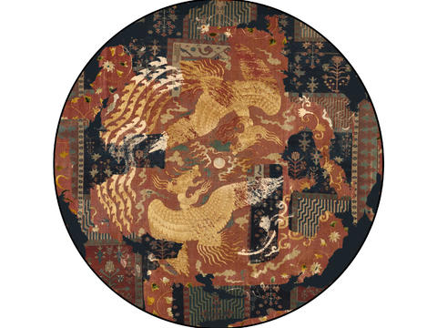 Golden Printed Round Blanket